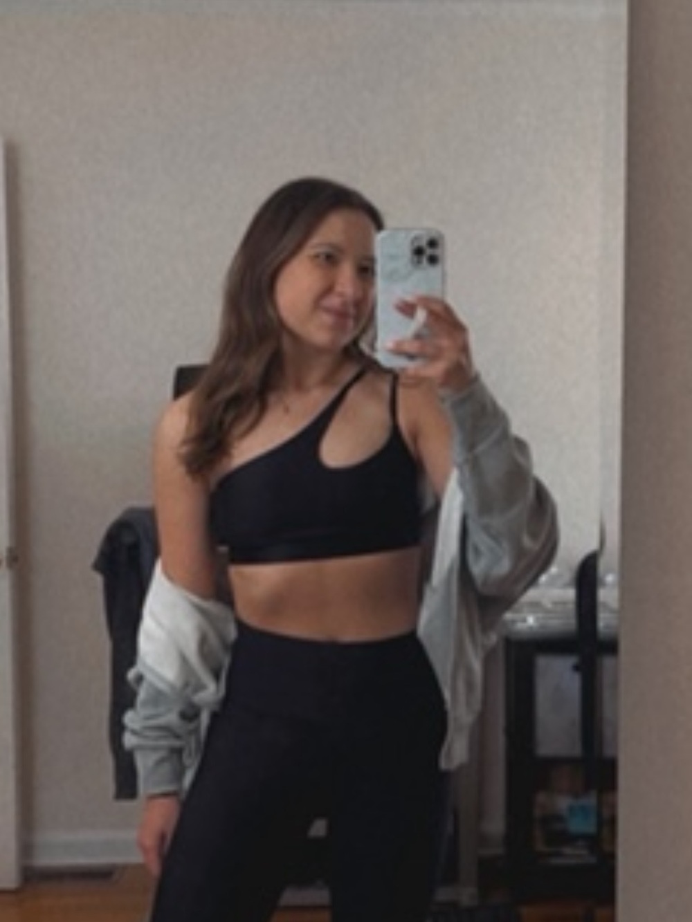 Black Asymmetric Cutout Sports Bra - Alo